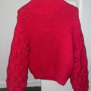 SHEIN Vibrant Red Cowl Neck Sweater